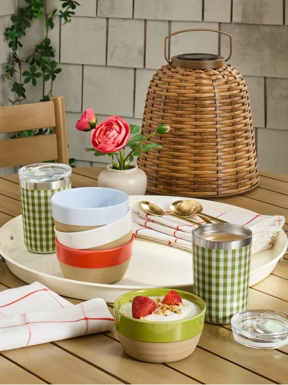 4pc Hearth & Hand Magnolia Poppy Gingham Napkin Set